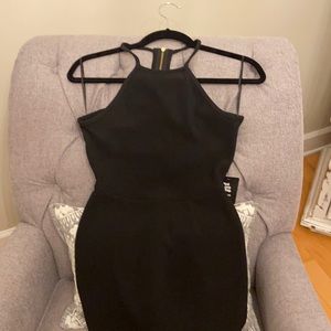 express Black cutout midi zipper. Detail dress